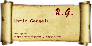 Uhrin Gergely névjegykártya